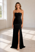Straight Neck Sleeveless Crisscross Back Floor-Length Bridesmaid Dress