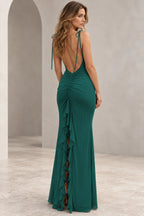Romantic Sheath V Neck Sleeveless Tie Shoulder Floor Length Bridesmaid Dress