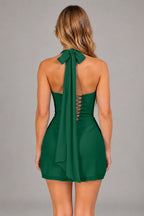 Elegant Sheath Square Neck Sleeveless Lace-Up Back Mini Homecoming Dress
