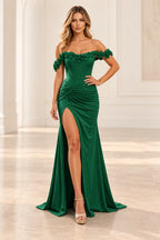 Romantic Sheath Off Shoulder Lace Up Floor Length Prom Dress