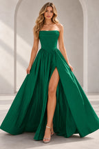 Regal A Line Straight Strapless Lace Up Floor Length Prom Dress