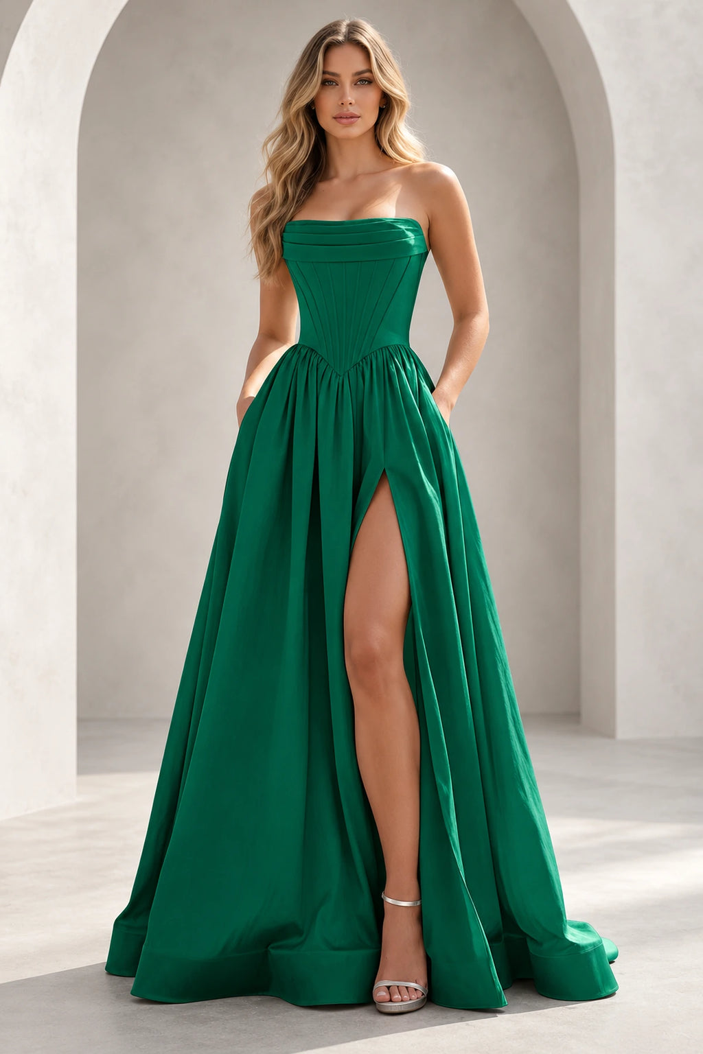 Regal A Line Straight Strapless Lace Up Floor Length Prom Dress