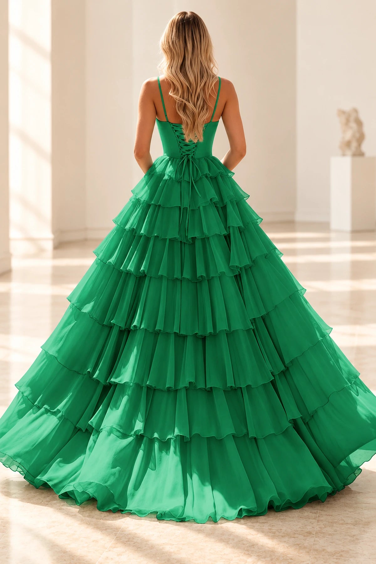 Radiant A Line Scoop Neck Sleeveless Lace Up Long Prom Dress