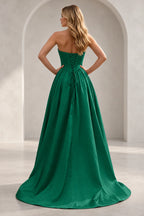 Regal A Line Straight Strapless Lace Up Floor Length Prom Dress