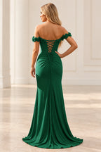 Romantic Sheath Off Shoulder Lace Up Floor Length Prom Dress