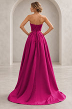 Regal A Line Straight Strapless Lace Up Floor Length Prom Dress