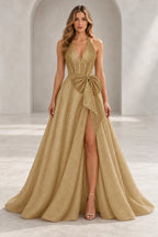 Regal A Line Halter Sleeveless Lace Up Floor Length Prom Dress