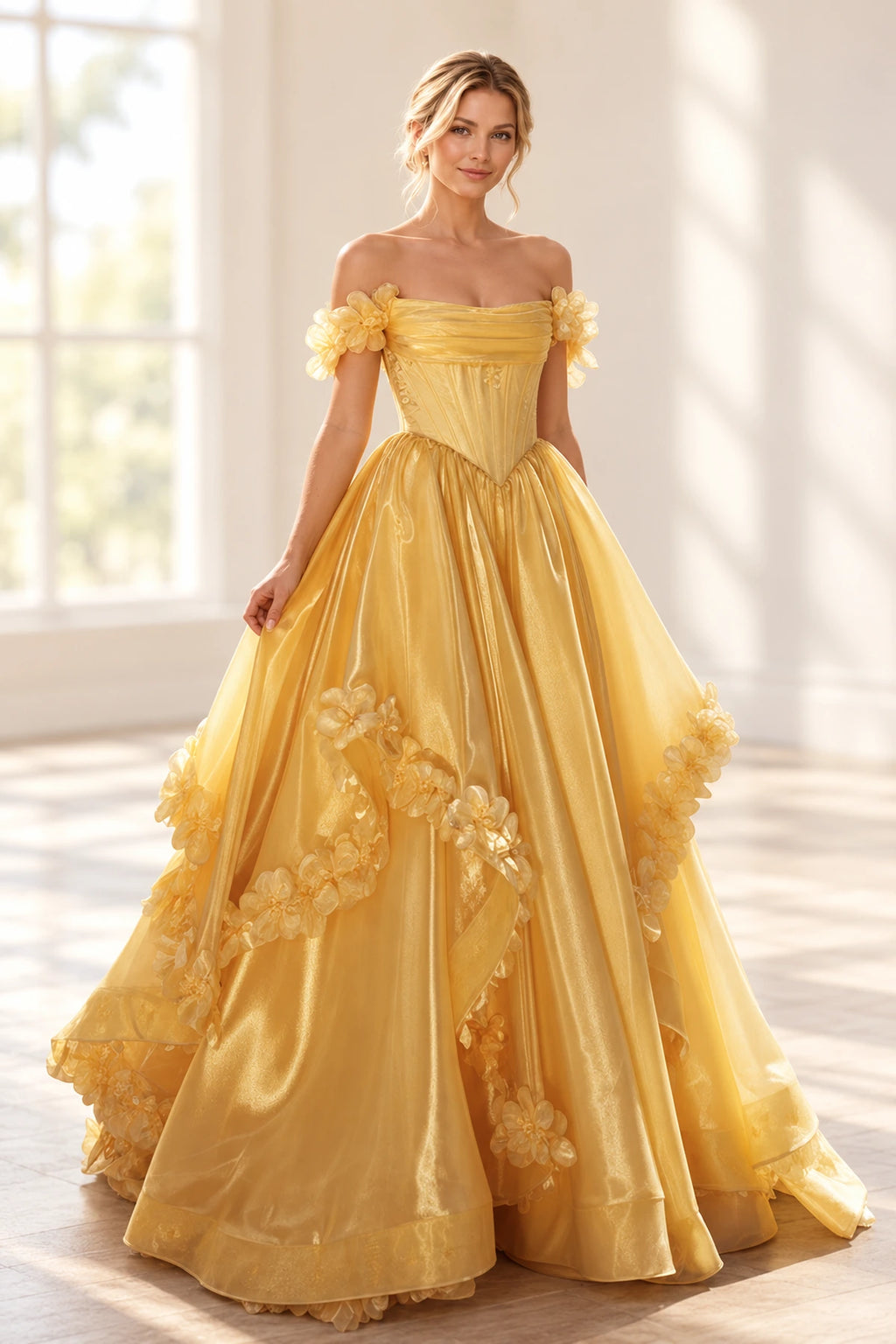 Romantic A Line Off Shoulder Lace Up Floor Length Prom Dress
