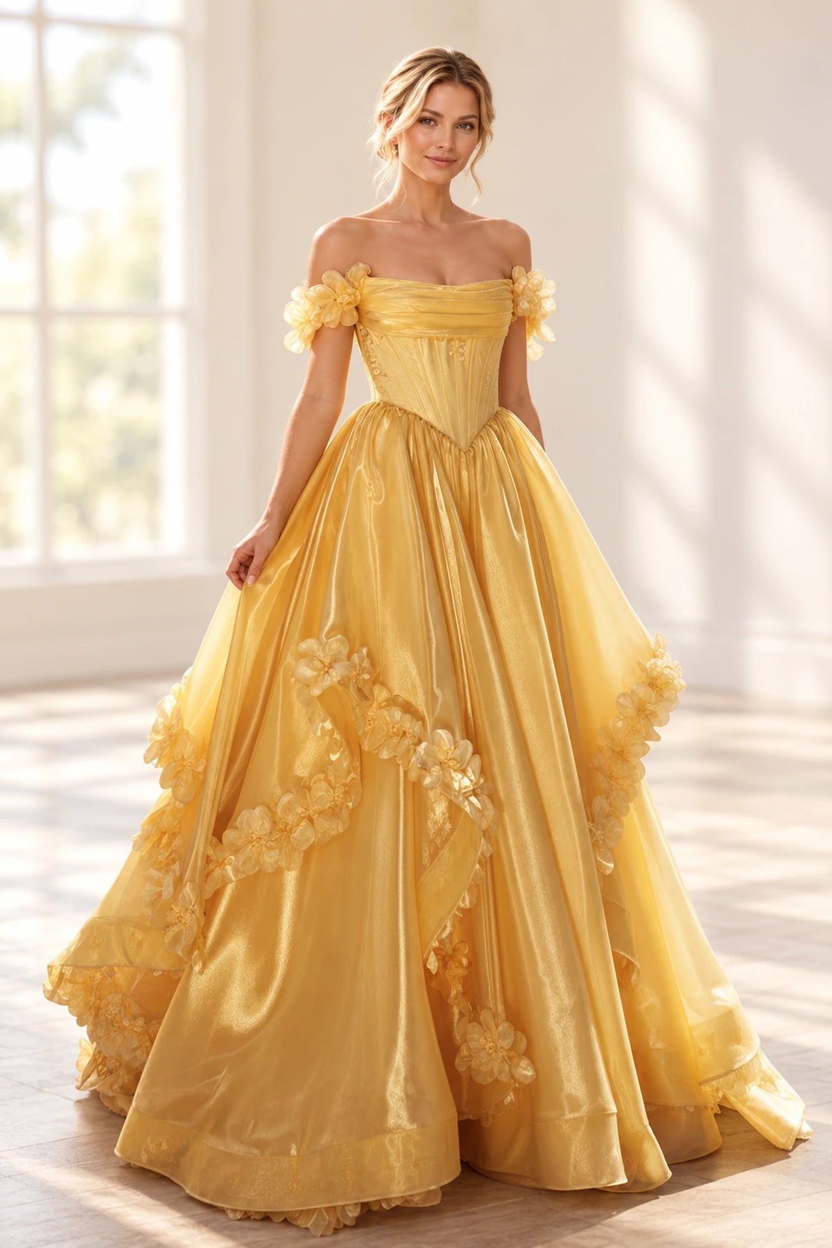 Romantic A Line Off Shoulder Lace Up Floor Length Prom Dress