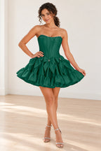 Playful Fit and Flare Sweetheart Strapless Lace-Up Back Mini Homecoming Dress