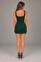 Glamorous Sheath Square Neck Sleeveless Square Back Mini Homecoming Dress