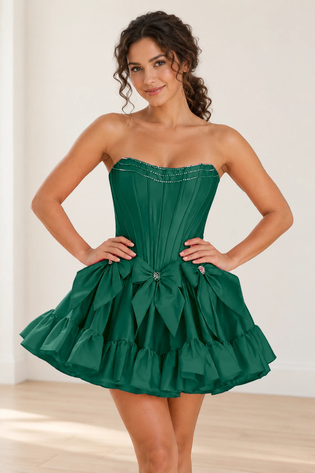 Playful Fit and Flare Sweetheart Strapless Lace-Up Back Mini Homecoming Dress