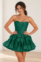 Playful Fit and Flare Sweetheart Strapless Lace-Up Back Mini Homecoming Dress
