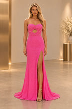 Radiant Mermaid Sweetheart Strapless Lace Up Back Long Prom Dress