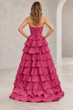 Dreamy A Line Strapless Straight Neck Lace Up Long Prom Dress