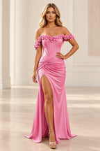 Romantic Sheath Off Shoulder Lace Up Floor Length Prom Dress