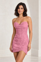 Luxurious Sheath Sweetheart Strapless Corset Back Lace Mini Homecoming Dress