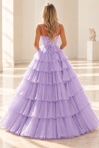 Radiant A Line Scoop Neck Sleeveless Lace Up Long Prom Dress