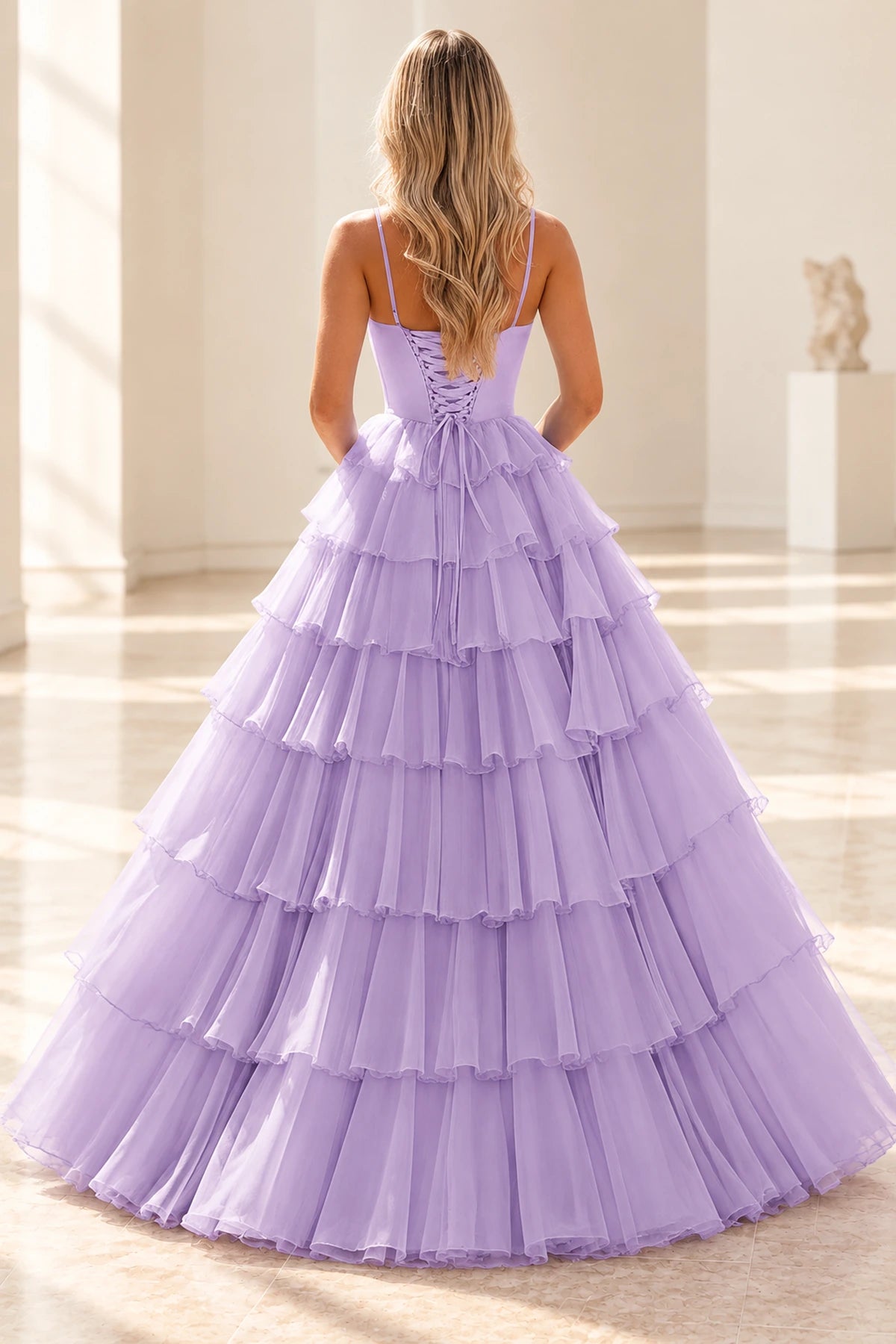 Radiant A Line Scoop Neck Sleeveless Lace Up Long Prom Dress