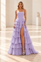Radiant A Line Scoop Neck Sleeveless Lace Up Long Prom Dress