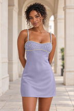 Sparkling A-Line Sweetheart Spaghetti Strap Lace-Up Back Mini Homecoming Dress