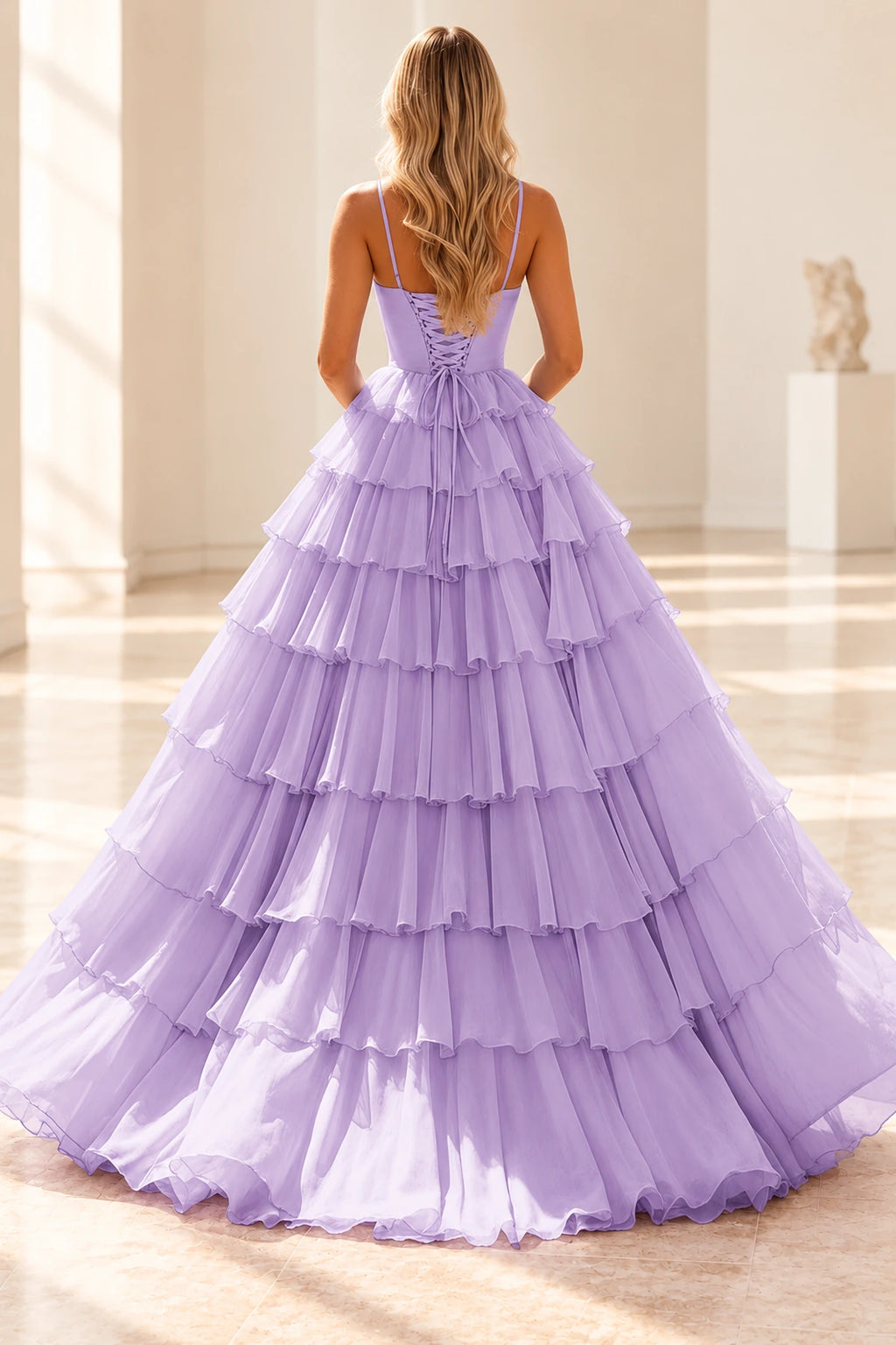 Radiant A Line Scoop Neck Sleeveless Lace Up Long Prom Dress