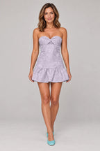 Romantic Fit and Flare Sweetheart Strapless Lace-Up Back Mini Homecoming Dress