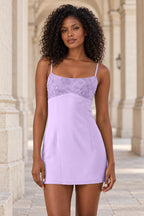 Romantic A-Line Square Neck Spaghetti Strap Lace-Up Back Mini Homecoming Dress