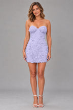 Romantic Sheath Sweetheart Strapless Lace-Up Back Mini Homecoming Dress