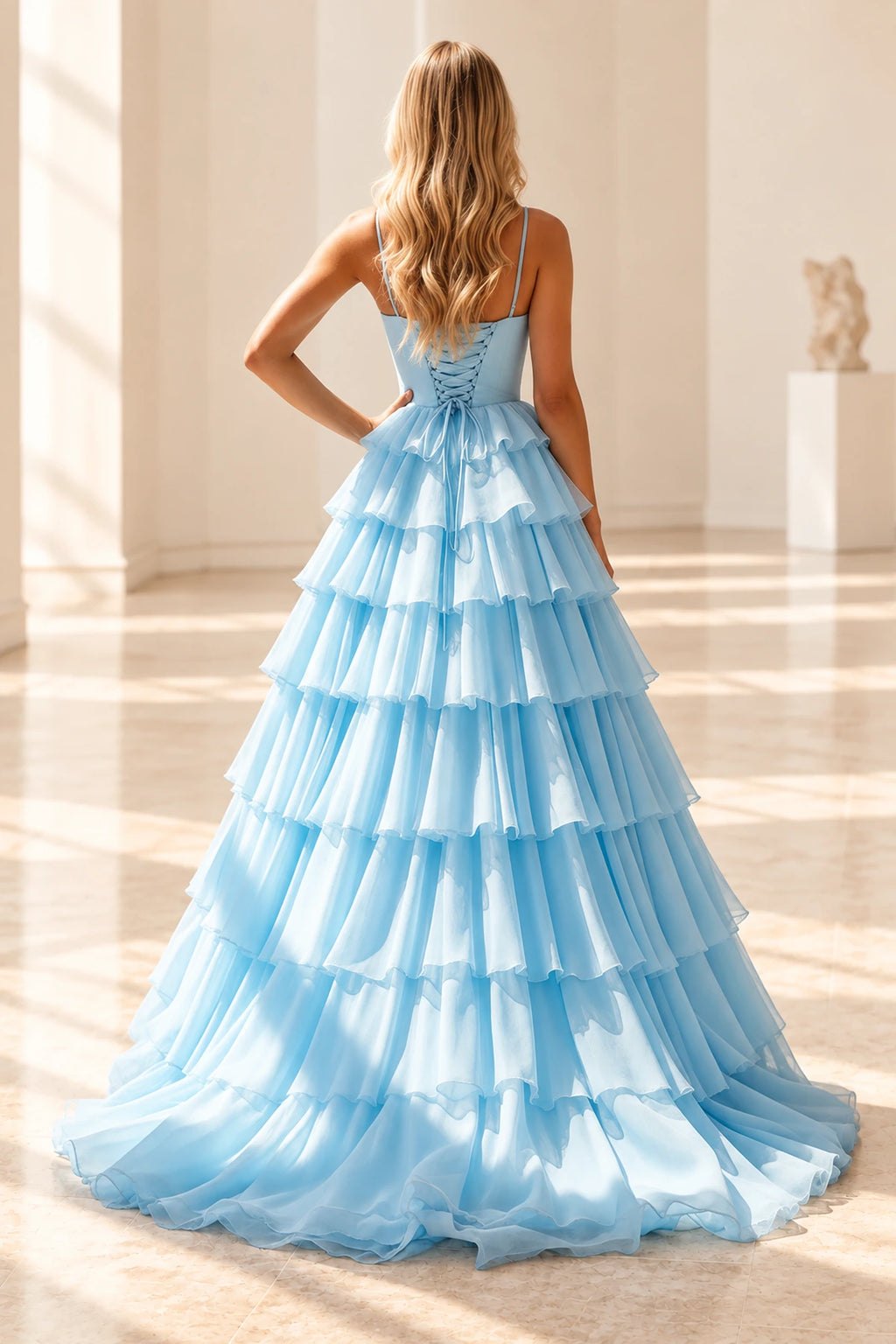 Radiant A Line Scoop Neck Sleeveless Lace Up Long Prom Dress