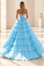 Radiant A Line Scoop Neck Sleeveless Lace Up Long Prom Dress
