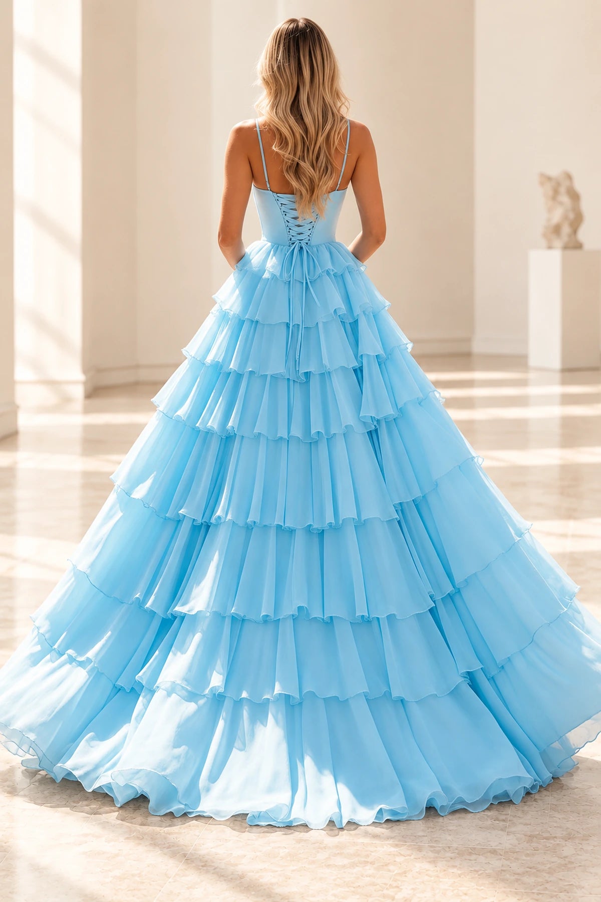 Radiant A Line Scoop Neck Sleeveless Lace Up Long Prom Dress
