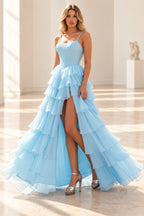 Radiant A Line Scoop Neck Sleeveless Lace Up Long Prom Dress