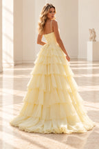 Radiant A Line Scoop Neck Sleeveless Lace Up Long Prom Dress