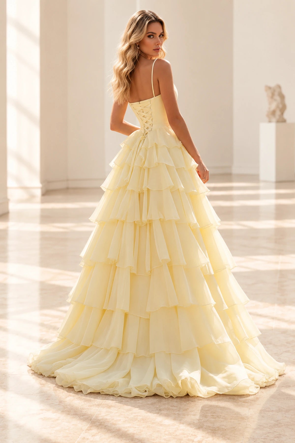 Radiant A Line Scoop Neck Sleeveless Lace Up Long Prom Dress