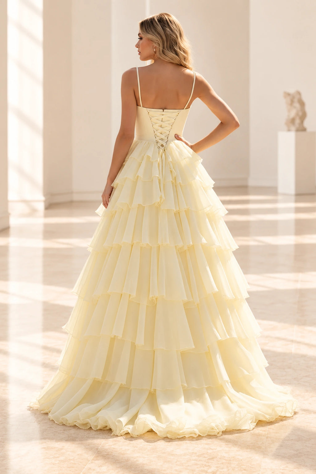 Radiant A Line Scoop Neck Sleeveless Lace Up Long Prom Dress