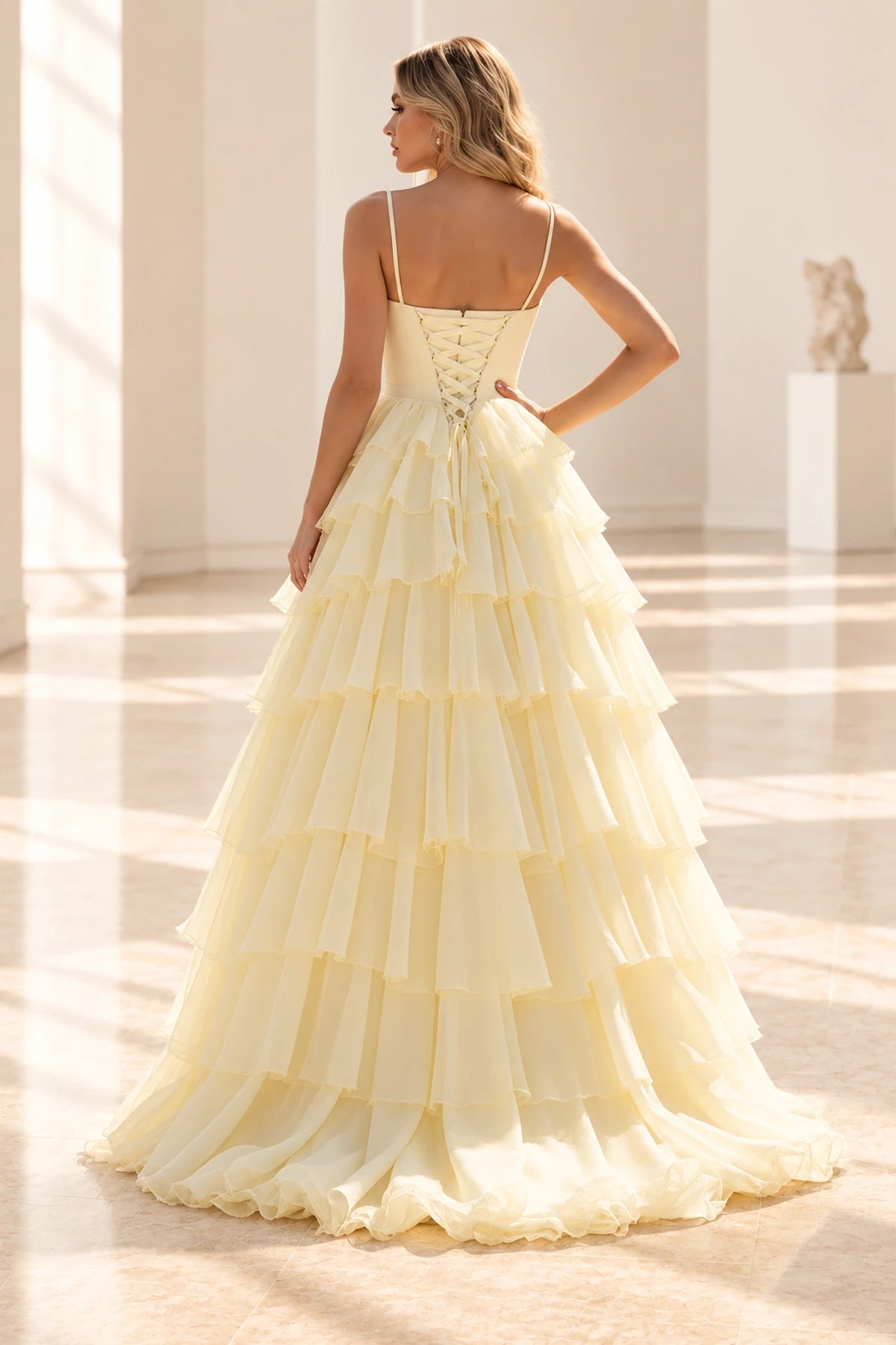 Radiant A Line Scoop Neck Sleeveless Lace Up Long Prom Dress