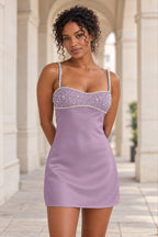 Sparkling A-Line Sweetheart Spaghetti Strap Lace-Up Back Mini Homecoming Dress