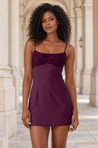 Romantic A-Line Square Neck Spaghetti Strap Lace-Up Back Mini Homecoming Dress