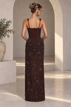Elegant Sheath Square Neck Sleeveless Lace Up Back Maxi Evening Dress