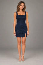 Glamorous Sheath Square Neck Sleeveless Square Back Mini Homecoming Dress