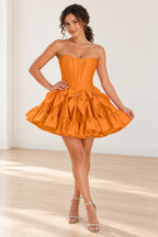 Playful Fit and Flare Sweetheart Strapless Lace-Up Back Mini Homecoming Dress