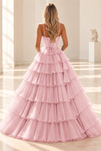 Radiant A Line Scoop Neck Sleeveless Lace Up Long Prom Dress