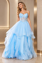 Romantic A Line Sweetheart Sleeveless Zipper Back Floor Length Prom Dress