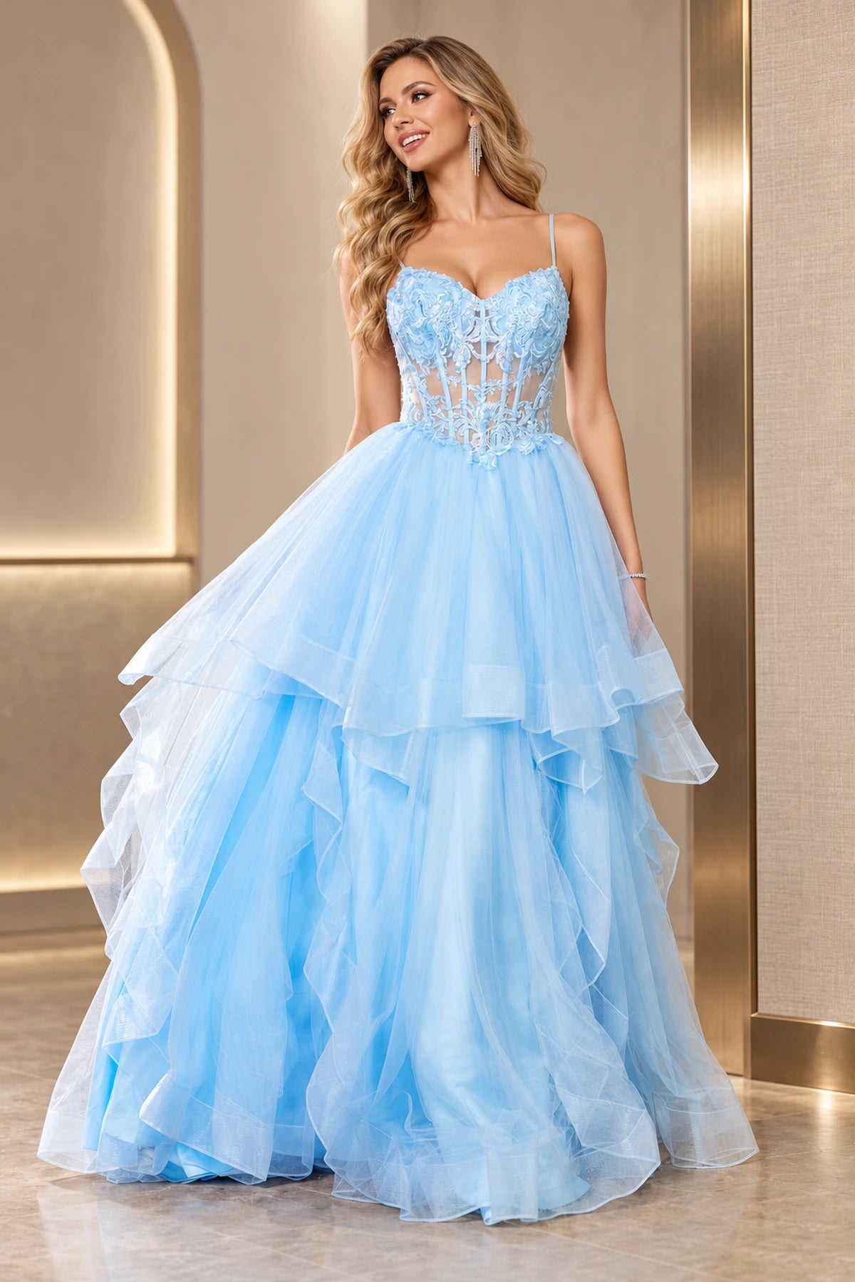 Romantic A Line Sweetheart Sleeveless Zipper Back Floor Length Prom Dress
