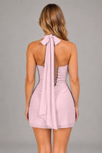 Elegant Sheath Square Neck Sleeveless Lace-Up Back Mini Homecoming Dress