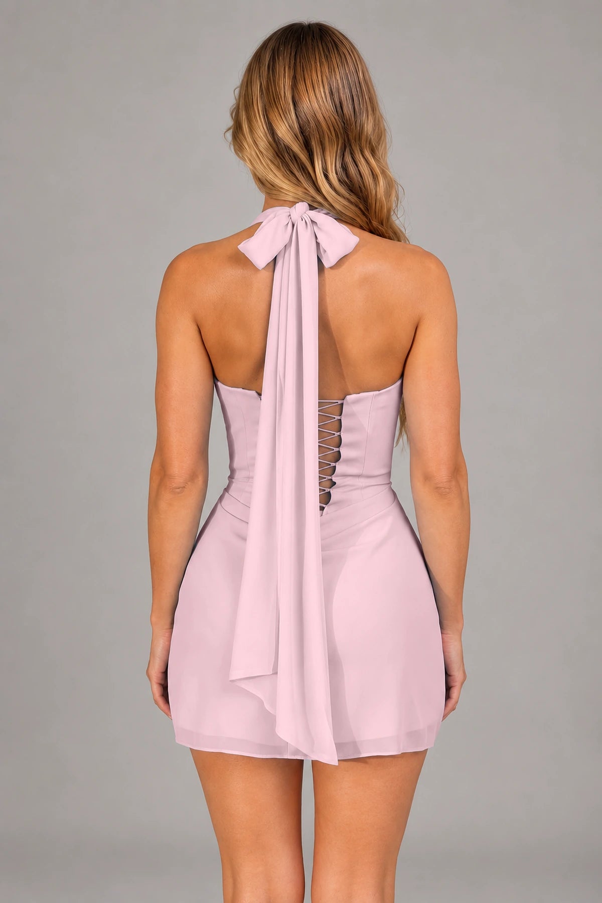 Elegant Sheath Square Neck Sleeveless Lace-Up Back Mini Homecoming Dress