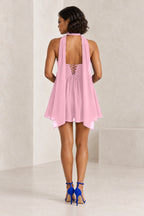 Romantic A-Line Sweetheart Sleeveless Lace-Up Back Mini Homecoming Dress