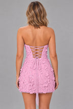 Romantic Sheath Sweetheart Strapless Lace-Up Back Mini Homecoming Dress
