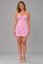 Romantic Sheath Sweetheart Strapless Lace-Up Back Mini Homecoming Dress